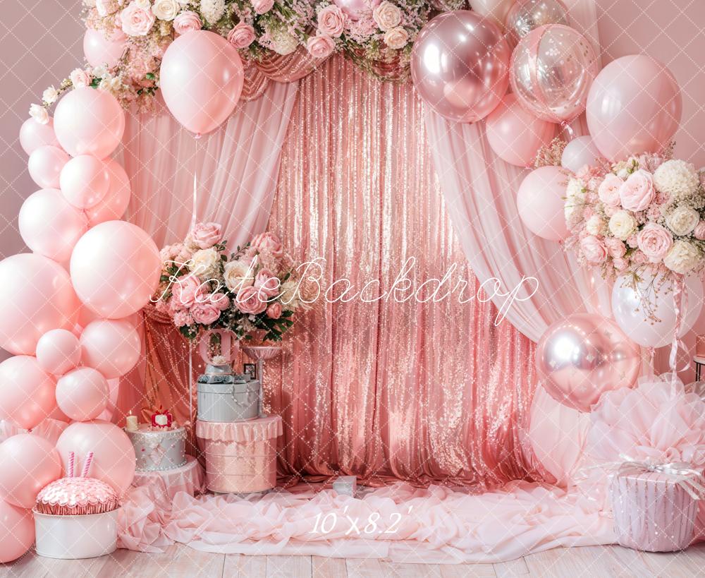 Kate Geburtstag Ballons Blumen Rosa Hintergrund Entworfen von Emetselch
