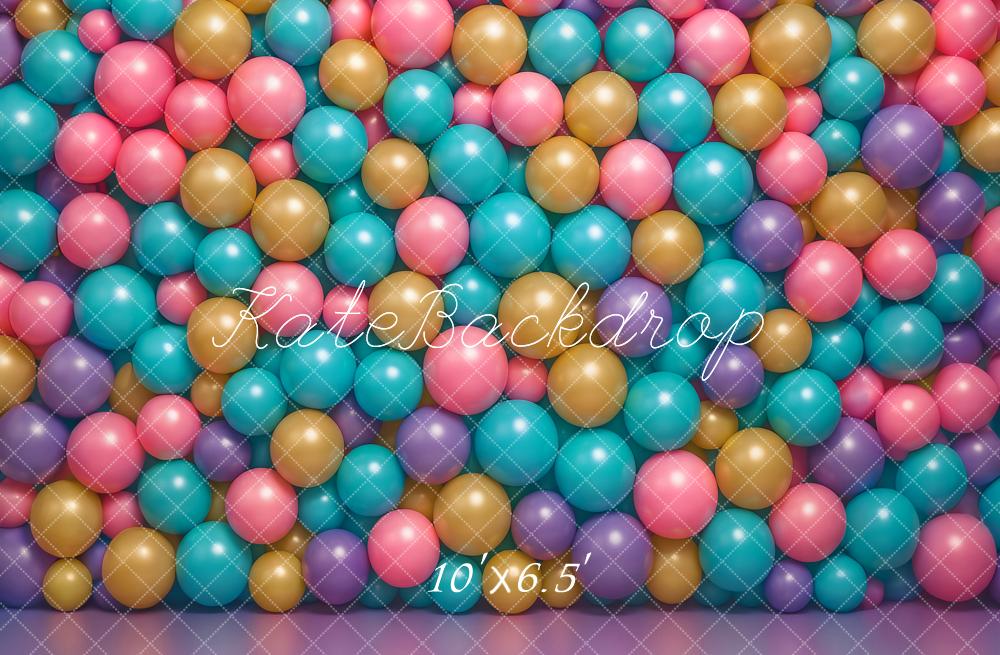 Kate Geburtstag Bunte Kugeln Pastell Hintergrund Entworfen von Ashley Paul - Kate Backdrop.de