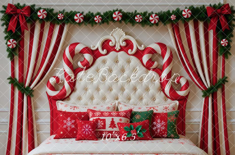 Kate Weihnachten Zuckerstangen Kissen Rot Weiß Hintergrund Entworfen von Mini MakeBelieve - Kate Backdrop.de