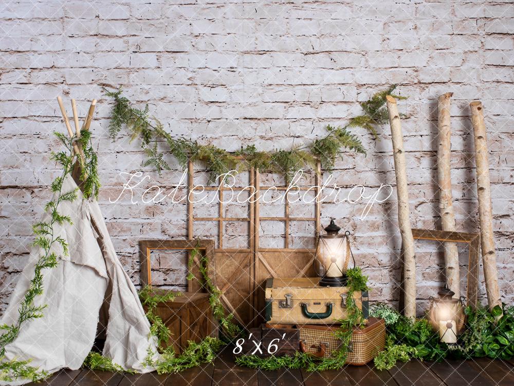 Kate Boho Tipi Koffer Holzrahmen Hintergrund Entworfen von Rose Abbas - Kate Backdrop.de