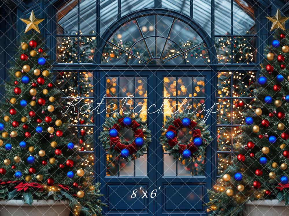 Kate Weihnachten Weihnachtsbaum Lichter Blau Hintergrund Entworfen von Mini MakeBelieve - Kate Backdrop.de