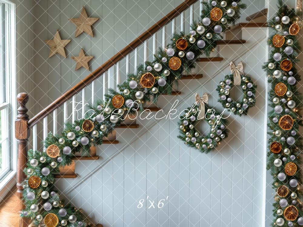 Kate Weihnachten Treppe Kranz Girlande Hintergrund Entworfen von Mini MakeBelieve - Kate Backdrop.de