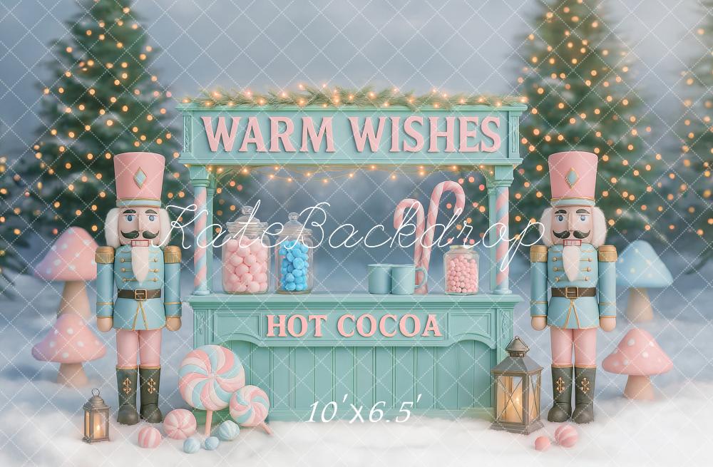 Kate Weihnachten Nussknacker Süßigkeiten Pastell Hintergrund Entworfen von Ashley Paul - Kate Backdrop.de