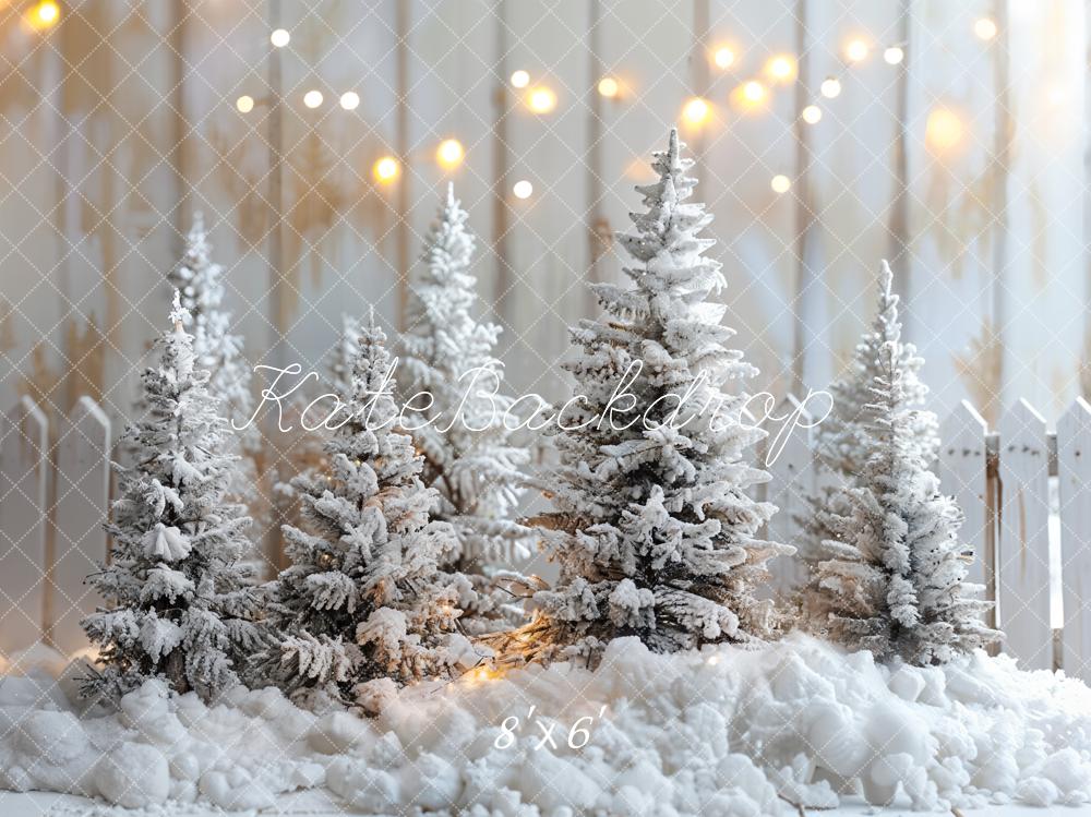 Kate Weihnachten Schnee Tannen Lichter Hintergrund Entworfen von Emetselch