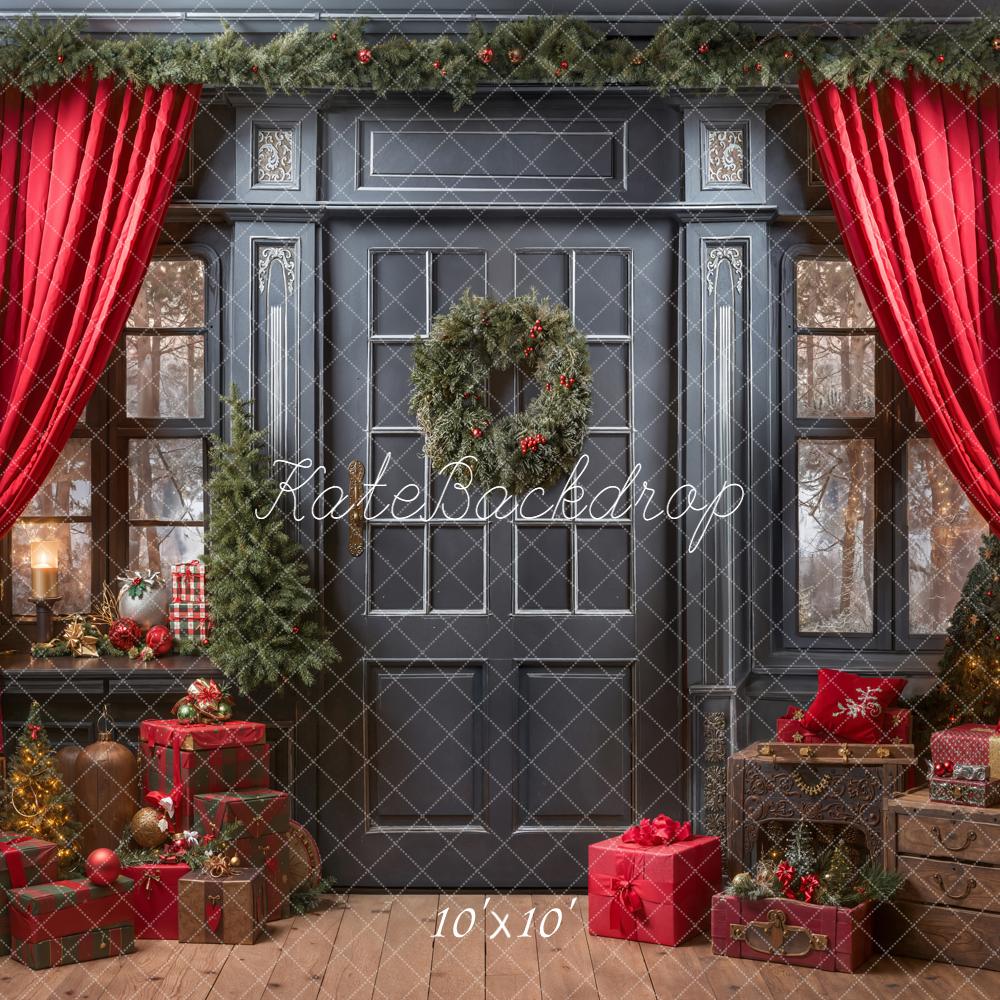 Kate Weihnachten Tür Geschenke Rot Hintergrund Entworfen von Emetselch - Kate Backdrop.de