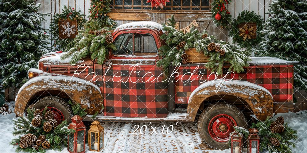 Kate Weihnachten Alter Truck Scheune Schnee Hintergrund Entworfen von Emetselch - Kate Backdrop.de