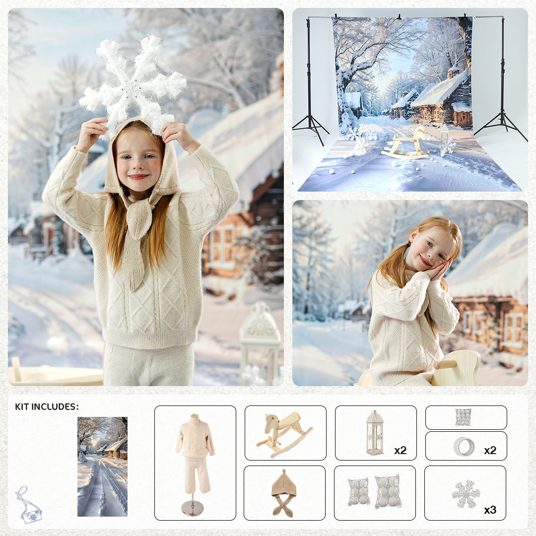 Kate Winter im Freien Schnee Szene Foto-Kit - Kate Backdrop.de
