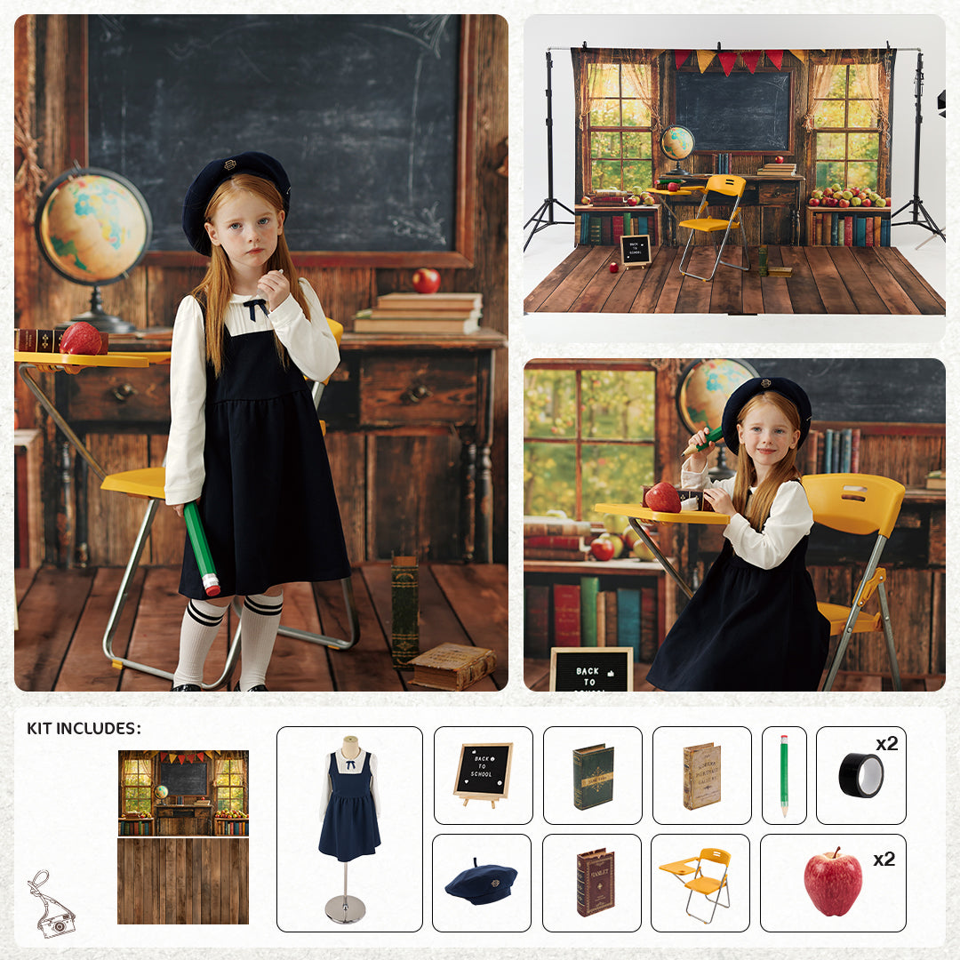 Kate Zurück zu Schule Kreidetafel Globus Foto Kit - Kate Backdrop.de