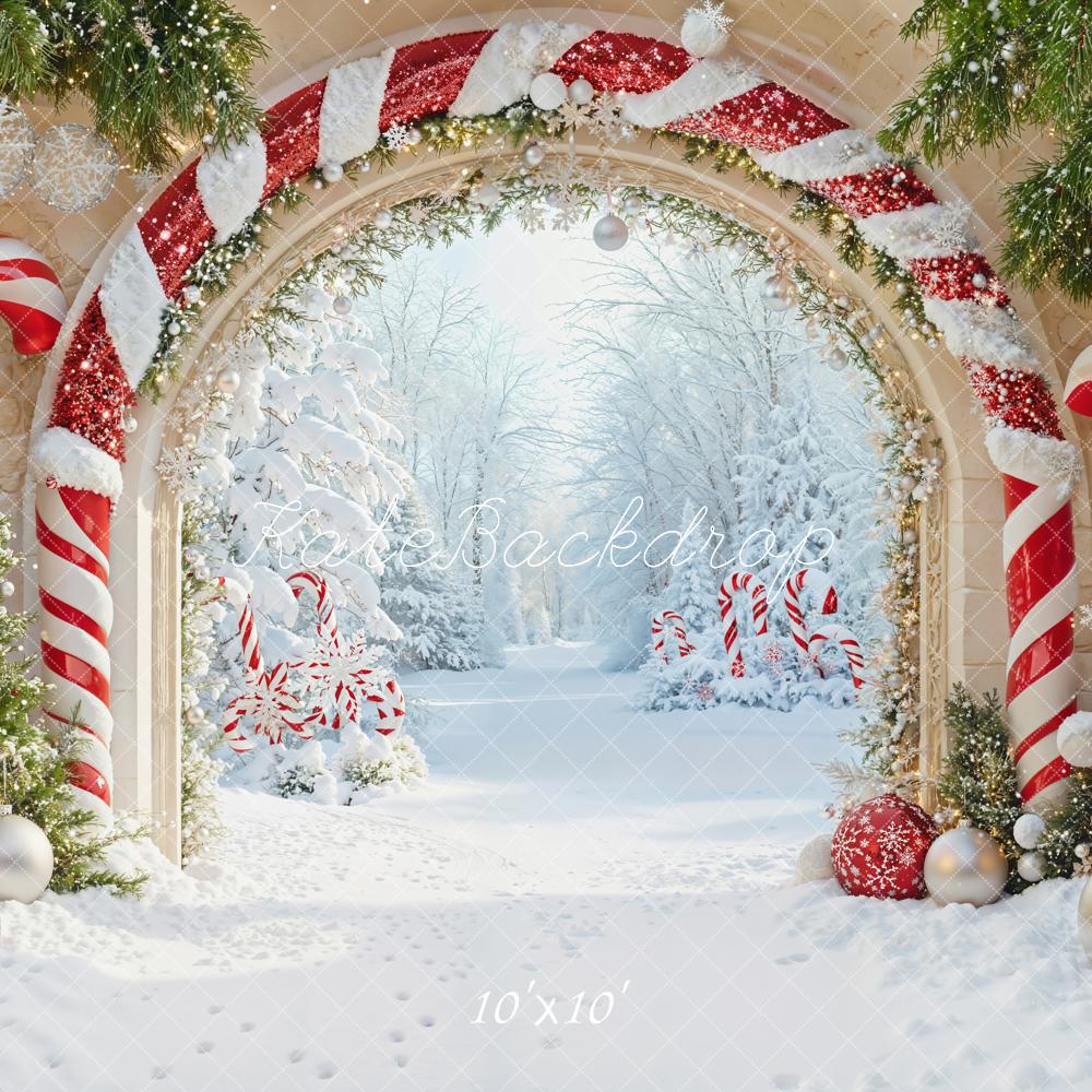 Kate Weihnachten Zuckerstangen Tor Schnee Hintergrund Entworfen von Emetselch - Kate Backdrop.de