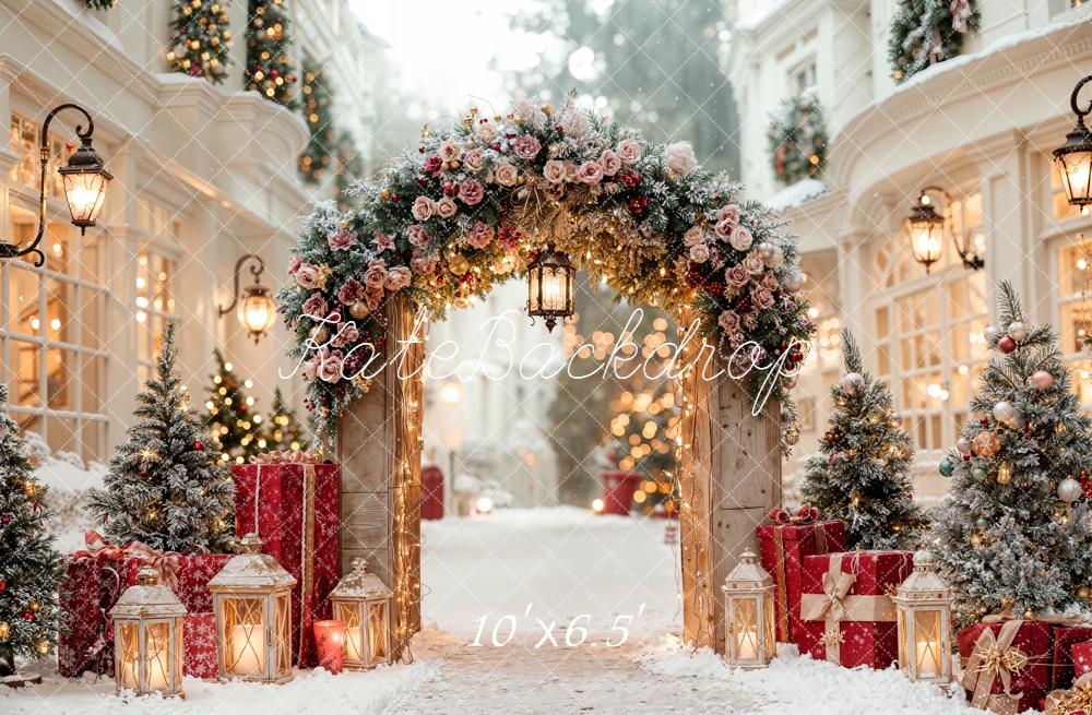 Kate Weihnachten Bogen Geschenke Schnee Hintergrund Entworfen von Emetselch - Kate Backdrop.de