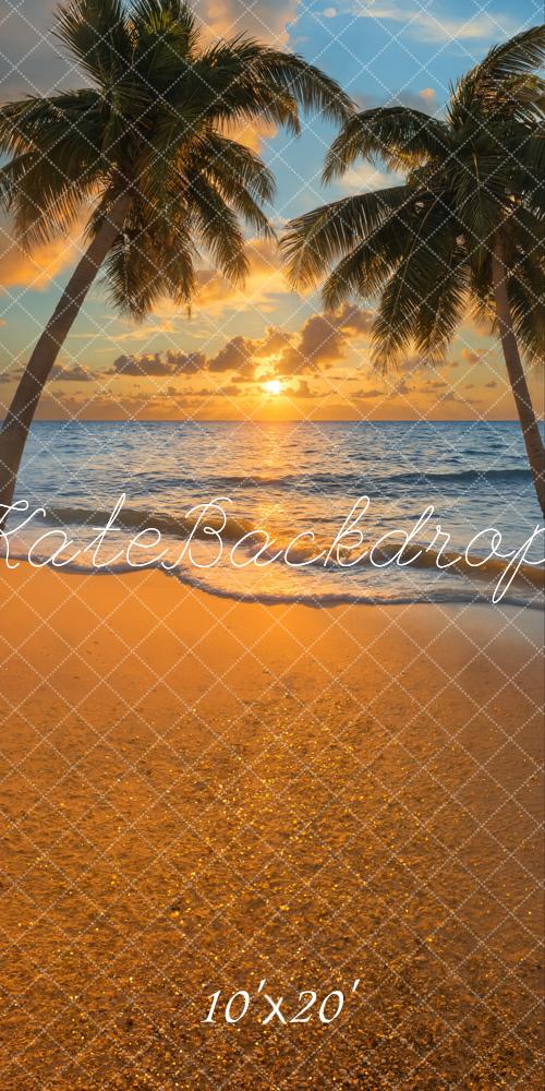 Kate Sommer Palmen Strand Sonnenuntergang Hintergrund Entworfen von Emetselch - Kate Backdrop.de