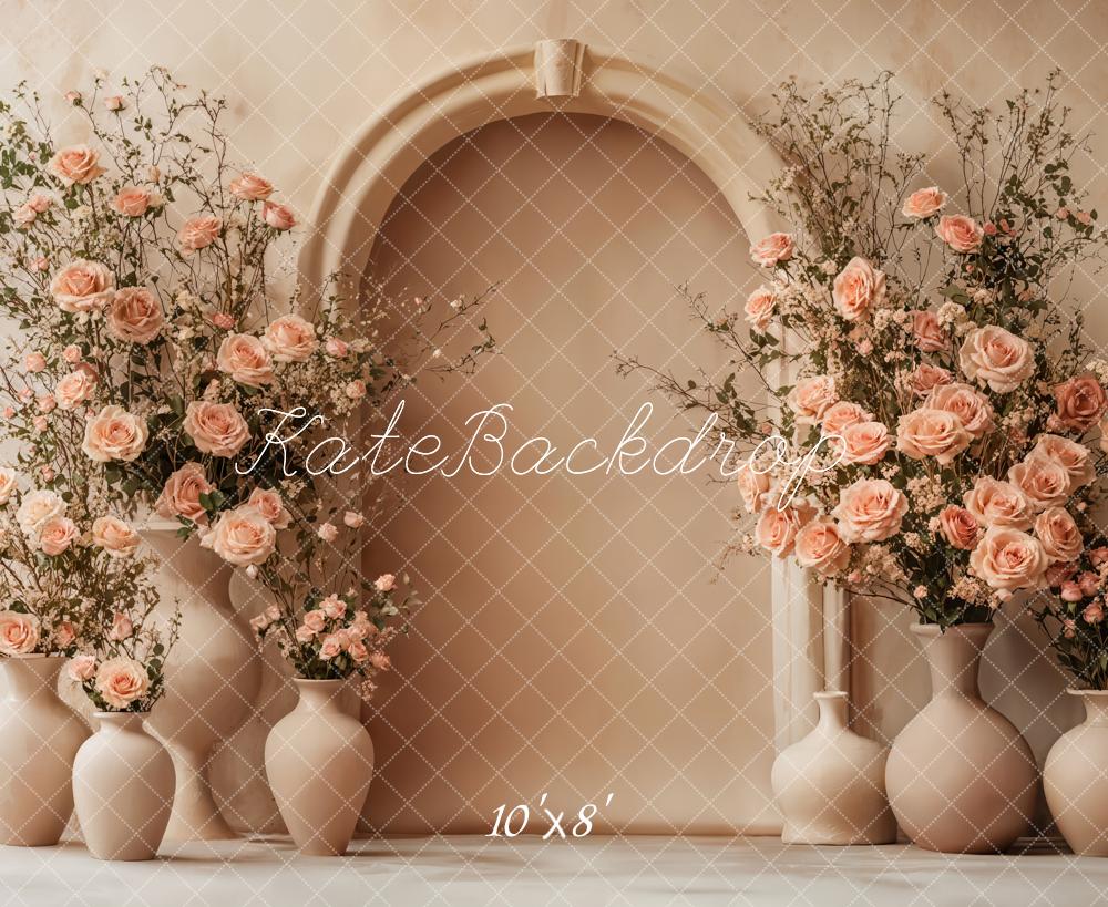 Kate Blumenbogen Rosen Vasen Pastell Fleece Hintergrund Entworfen von Emetselch