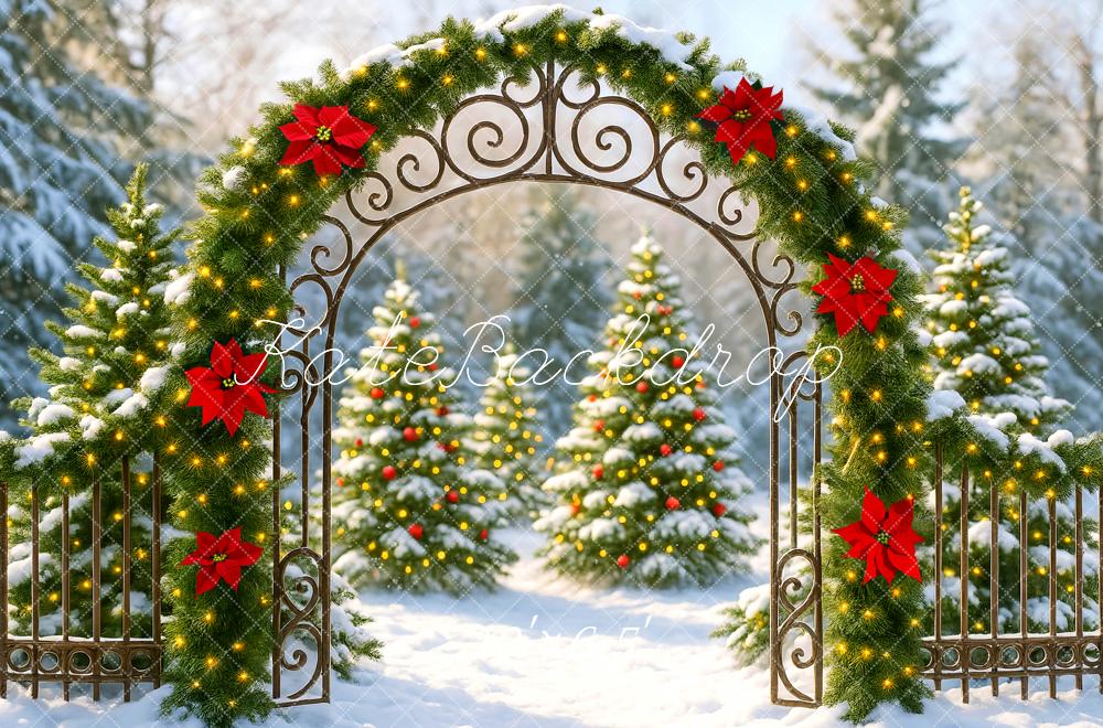 Kate Weihnachten Tor Girlande Schnee Hintergrund Entworfen von Mini MakeBelieve - Kate Backdrop.de