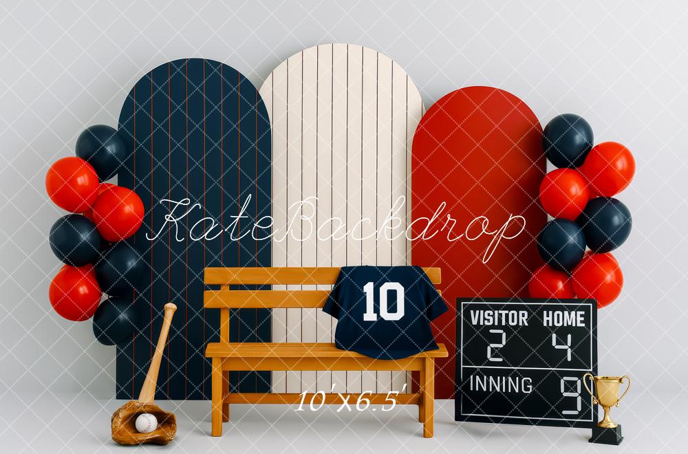 Kate Baseball Bank Scoreboard Ballons Hintergrund Entworfen von Patty Roberts - Kate Backdrop.de