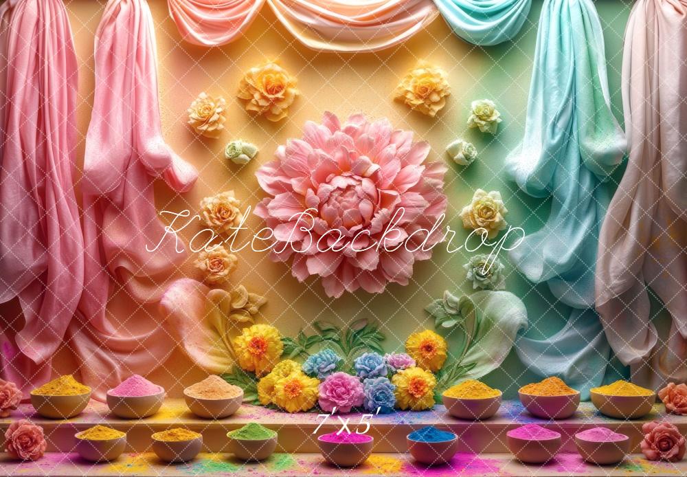 Kate Holi Blumen Farbpulver Bunt Hintergrund Entworfen von Mini MakeBelieve
