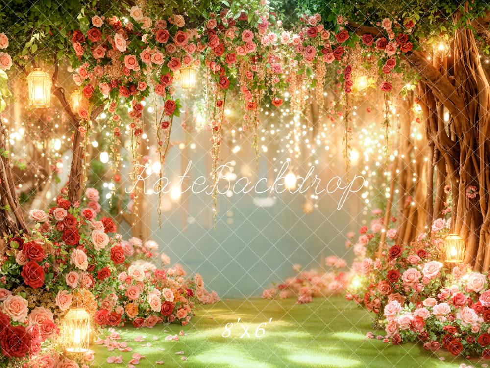 Kate Garten Blumenbogen Lichter Romantisch Hintergrund Entworfen von Emetselch