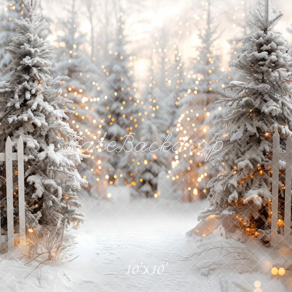 Kate Weihnachten Schneewald Lichter Weiß Hintergrund Entworfen von Emetselch