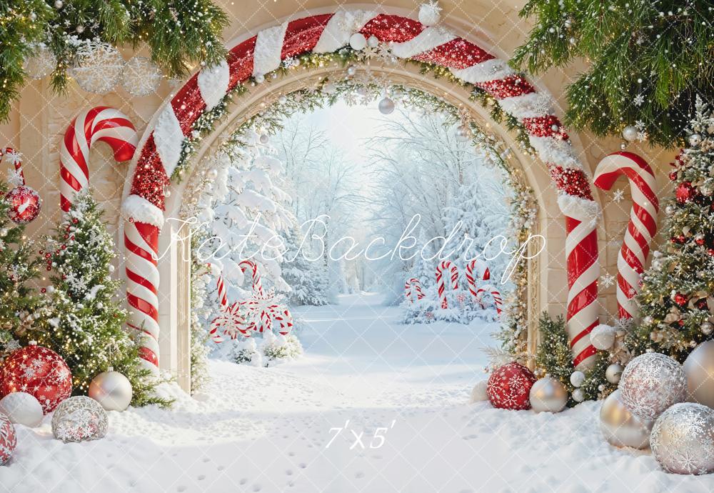 Kate Weihnachten Zuckerstangen Tor Schnee Hintergrund Entworfen von Emetselch - Kate Backdrop.de