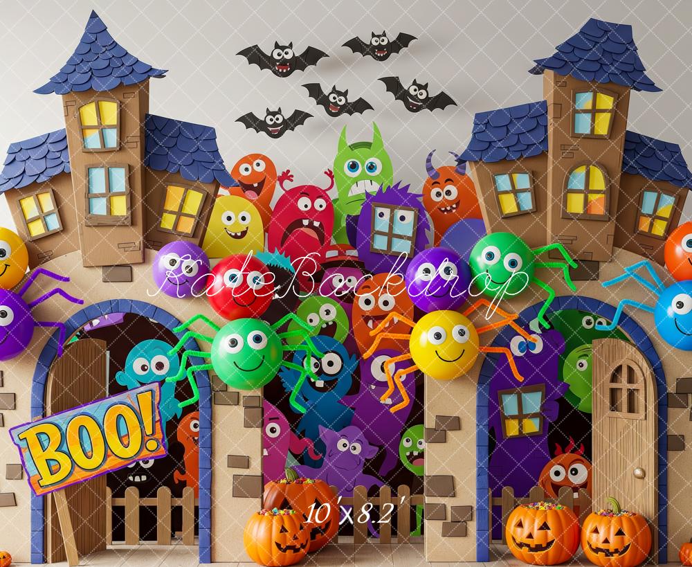 Kate Halloween Schloss Bunte Monster Hintergrund Entworfen von Patty Roberts