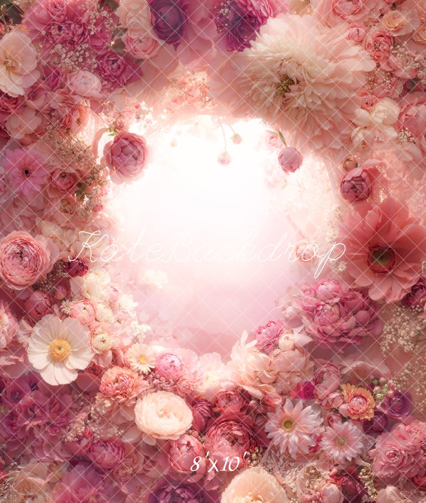 Kate Blumen Kranz Rosa Romantisch Fleece Hintergrund Entworfen von Emetselch - Kate Backdrop.de
