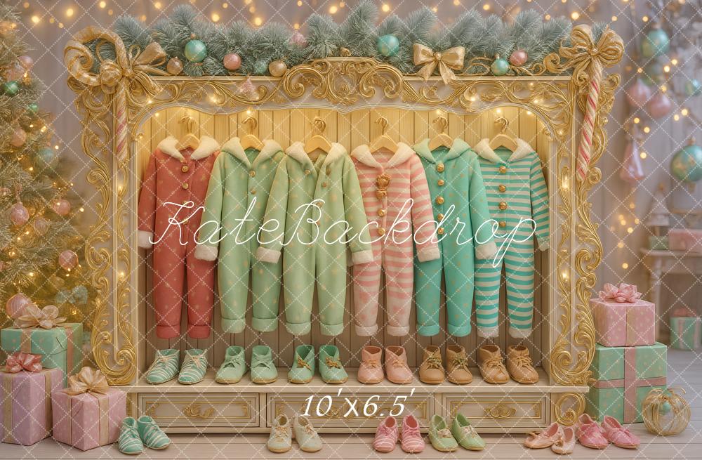 Kate Weihnachten Kinder Pyjamas Pastell Hintergrund Entworfen von Ashley Paul - Kate Backdrop.de