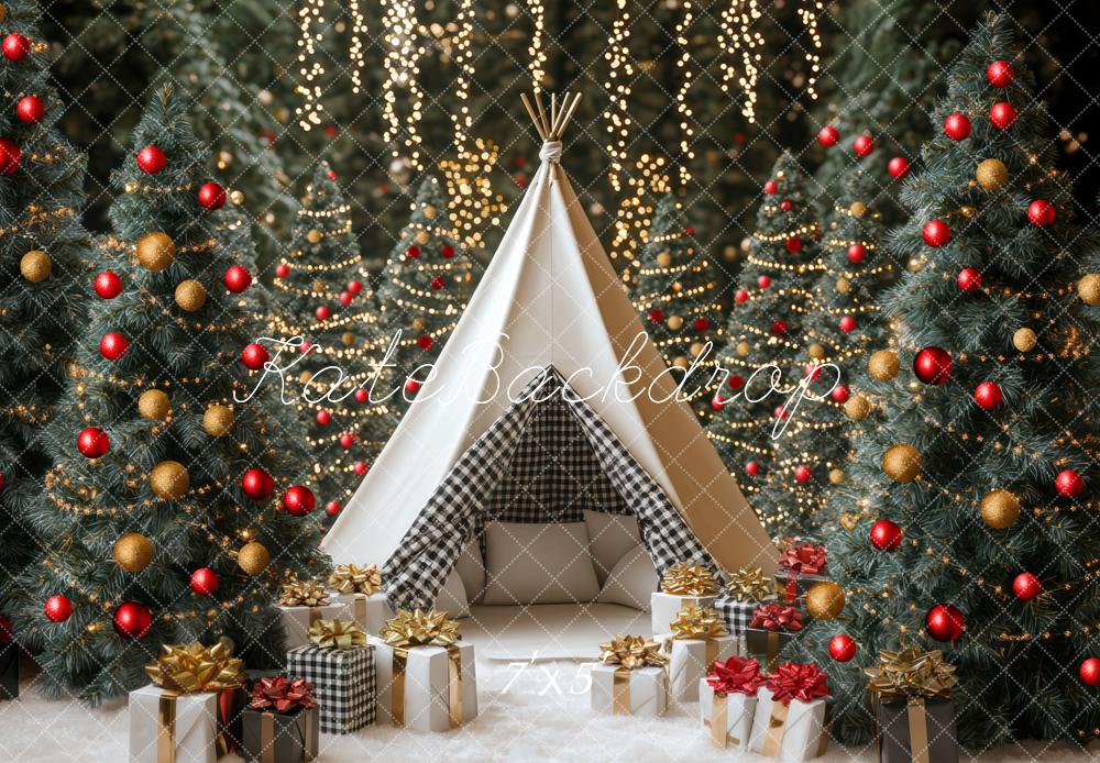 Kate Weihnachten Tannenbaum Zelt Geschenke Hintergrund Entworfen von Mini MakeBelieve - Kate Backdrop.de