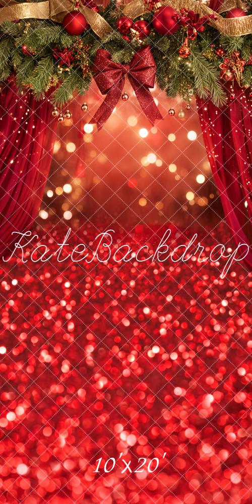 Kate Weihnachten Tannenzweige Kugeln Rot Hintergrund Entworfen von Emetselch - Kate Backdrop.de