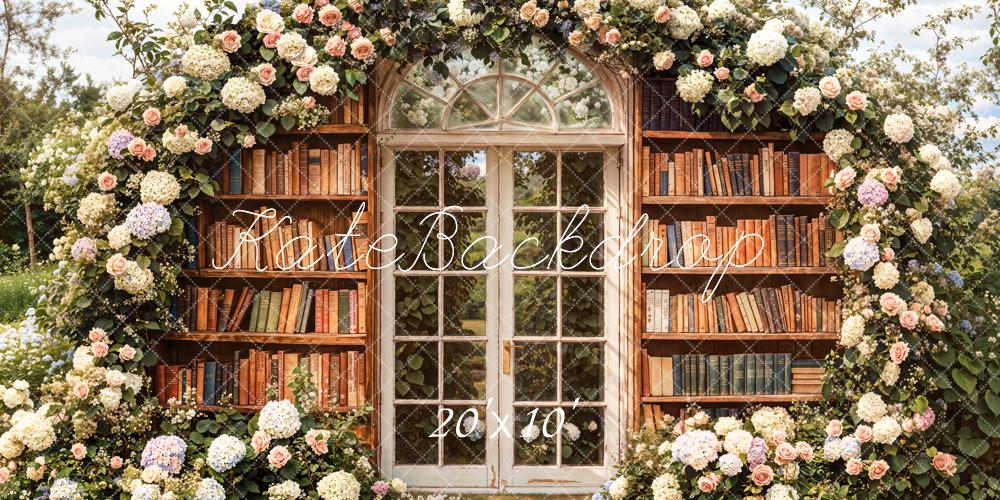 Kate Garten Blumen Bücherregal Romantisch Hintergrund Entworfen von Emetselch - Kate Backdrop.de