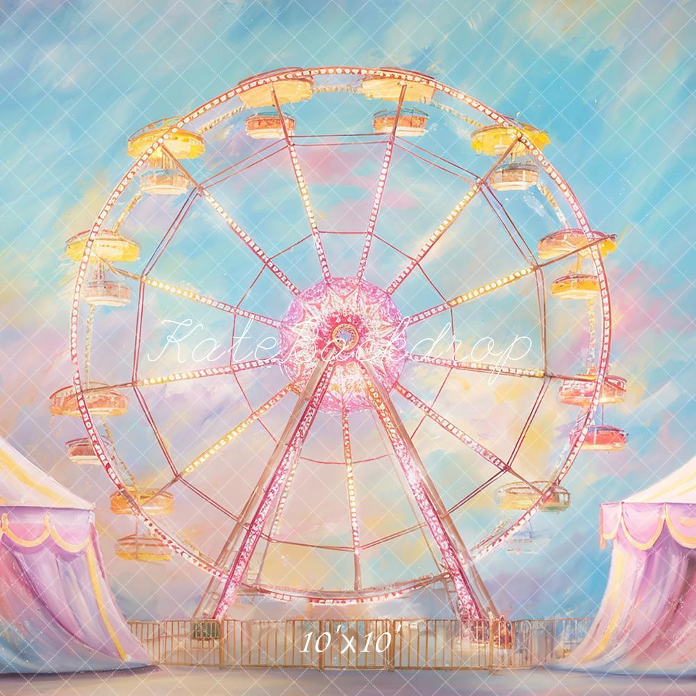 Kate Zirkus Riesenrad Bunte Zelte Pastell Hintergrund Entworfen von GQ - Kate Backdrop.de
