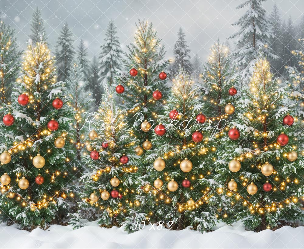 Kate Weihnachten Weihnachtsbäume Lichter Schnee Hintergrund Entworfen von Emetselch - Kate Backdrop.de
