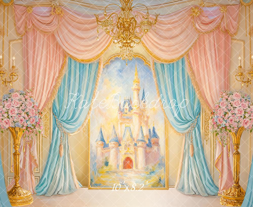 Kate Märchenschloss Vorhänge Blumen Pastell Hintergrund Entworfen von GQ