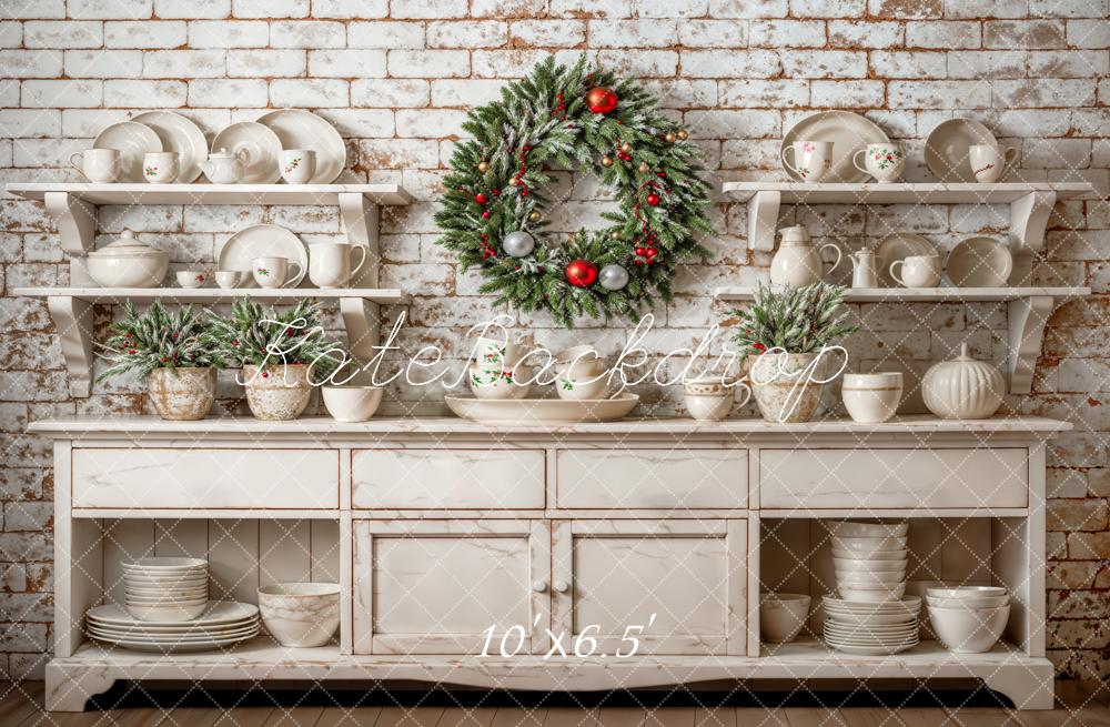 Kate Weihnachten Kranz Geschirr Vintage Hintergrund Entworfen von Emetselch