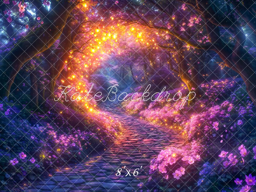 Kate Fairy Fantasy Wald Blumen Lichter Hintergrund Entworfen von Chain - Kate Backdrop.de