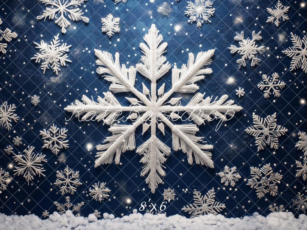 Kate Weihnachten Schneeflocken Blau Glitzer Hintergrund Entworfen von Patty Roberts - Kate Backdrop.de