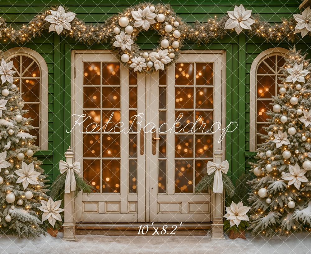 Kate Weihnachten Haus Tannenbaum Grün Hintergrund Entworfen von Ashley Paul