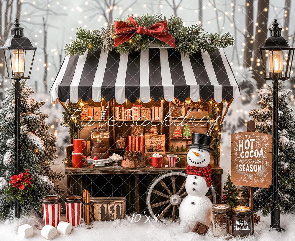 Kate Weihnachten Kakao Stand Schneemann Fleece Hintergrund Entworfen von Emetselch - Kate Backdrop.de