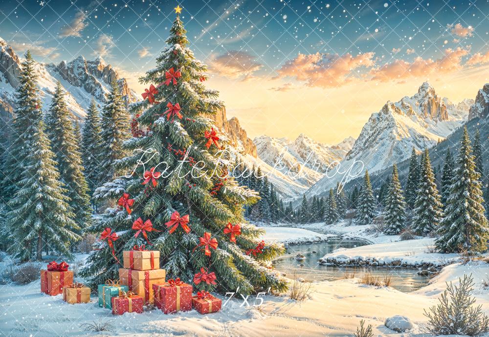 Kate Weihnachten Tannenbaum Geschenke Winterlandschaft Hintergrund Entworfen von Emetselch - Kate Backdrop.de