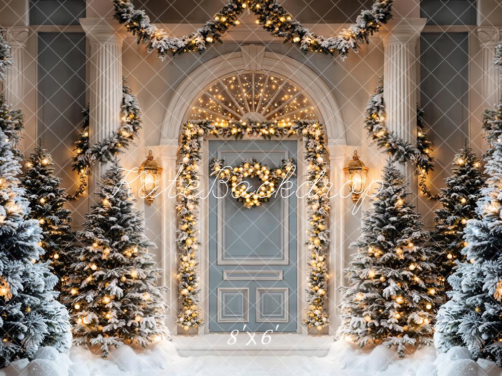 Kate Weihnachten Tür Girlanden Schneebäume Hintergrund Entworfen von Emetselch