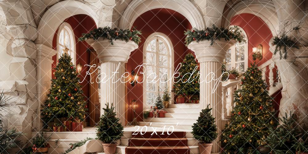 Kate Weihnachten Treppe Weihnachtsbäume Klassisch Hintergrund Entworfen von Emetselch - Kate Backdrop.de