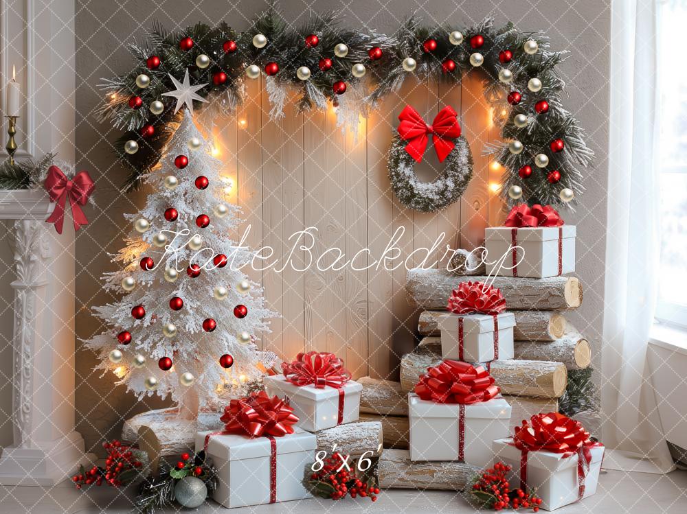 Kate Weihnachten Geschenke Weiß Rot Hintergrund Entworfen von Mini MakeBelieve - Kate Backdrop.de