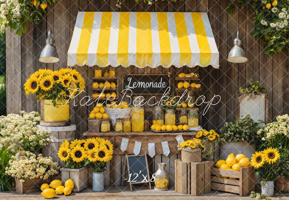 Kate Sommer Limonadenstand Sonnenblumen Rustikal Fleece Hintergrund Entworfen von Emetselch - Kate Backdrop.de
