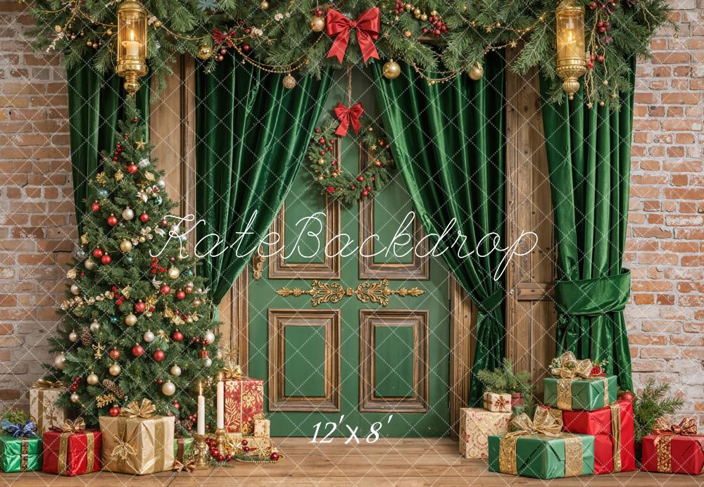 Kate Weihnachten Geschenke Tannenbaum Grün Fleece Hintergrund Entworfen von Emetselch - Kate Backdrop.de