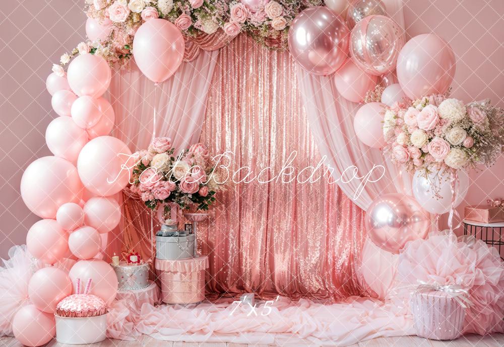 Kate Geburtstag Ballons Blumen Rosa Hintergrund Entworfen von Emetselch