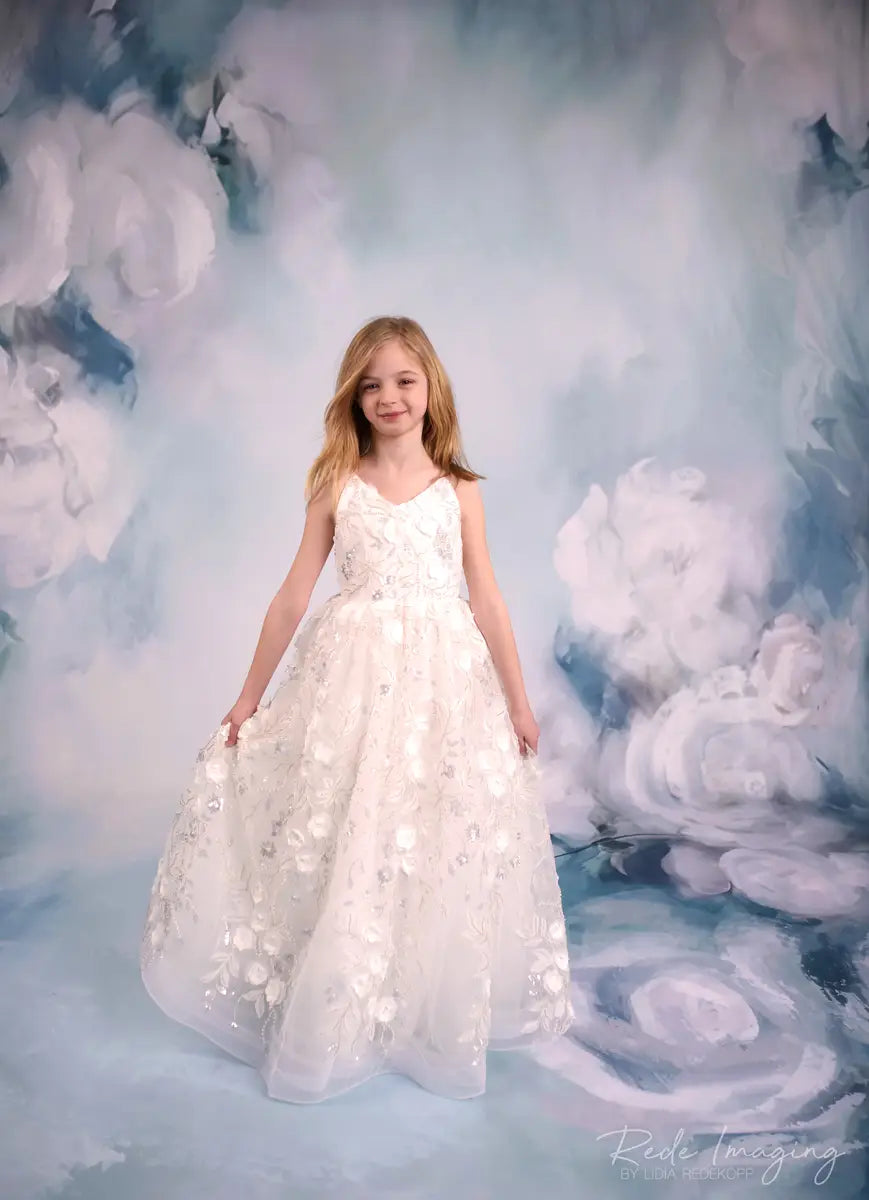 Kate Fine Art Weißer Traum Blumen Hintergrund entworfen von GQ - Kate Backdrop.de