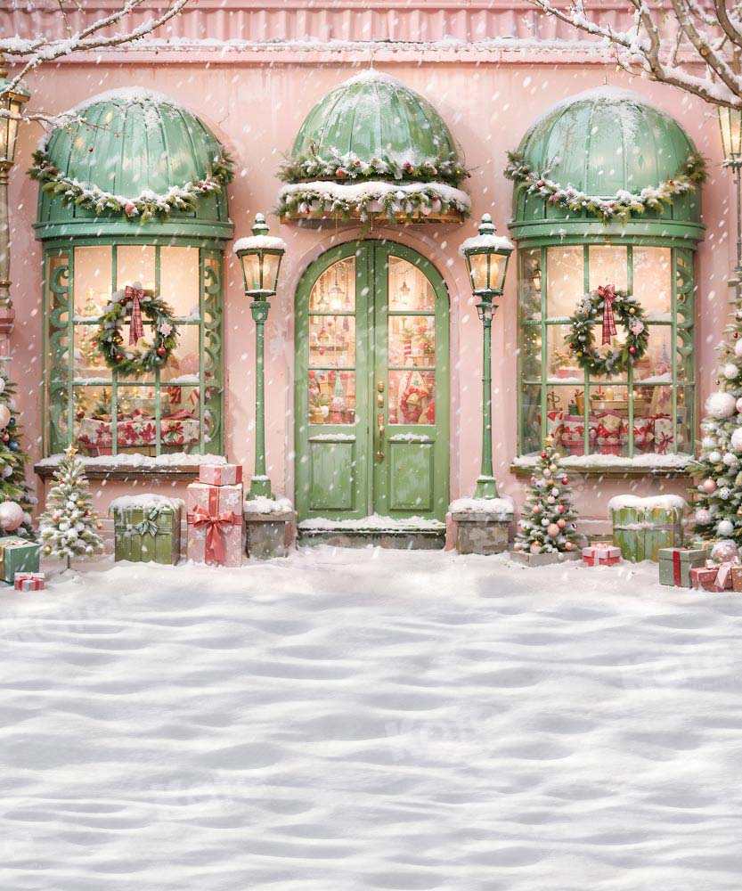 Kate Weihnachten Rosa Store Schnee Boden Hintergrund von Chain Photography - Kate Backdrop.de