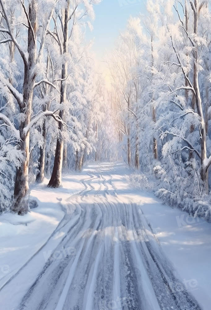Kate Winter Schnee Hintergrund Wald von Chain Photography - Kate Backdrop.de