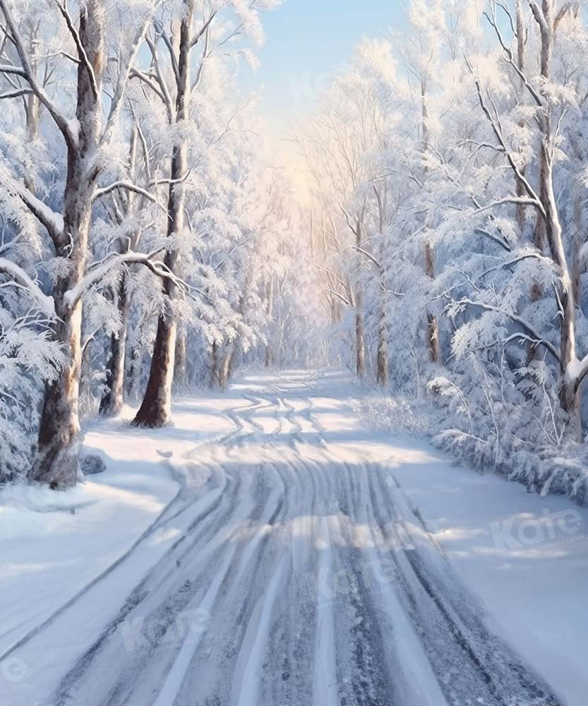 Kate Winter Schnee Hintergrund Wald von Chain Photography - Kate Backdrop.de
