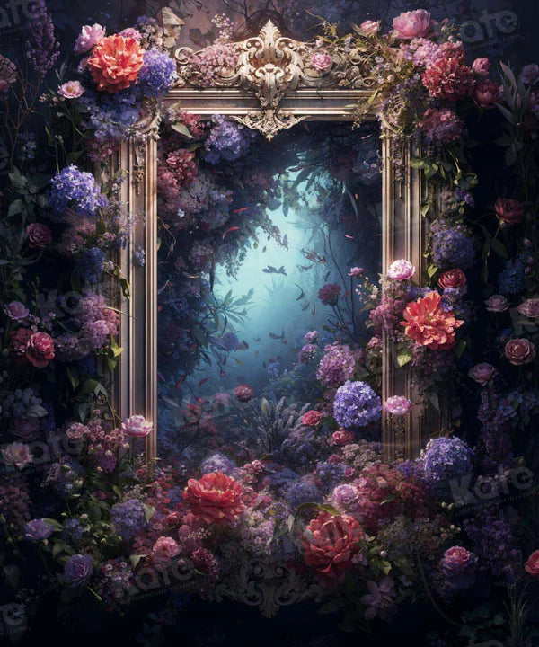 ⚡Blitzangebote #2-Kate Blauer Blumen-Spiegel Hintergrund - Kate Backdrop.de