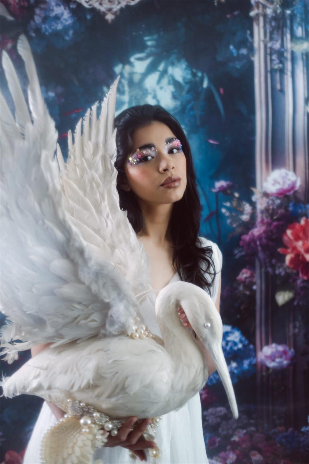 ⚡Blitzangebote #2-Kate Blauer Blumen-Spiegel Hintergrund - Kate Backdrop.de