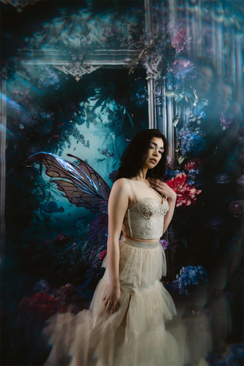 ⚡Blitzangebote #2-Kate Blauer Blumen-Spiegel Hintergrund - Kate Backdrop.de